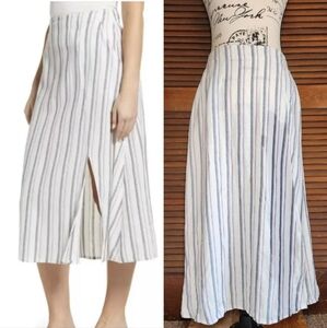 Caslon Linen Blend James Stripe Midi Skirt